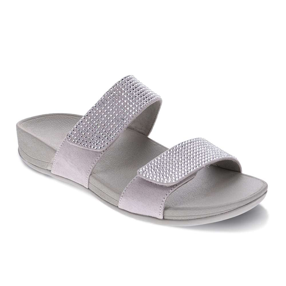 Avoca Slide Sandal - Silver Rhinestone