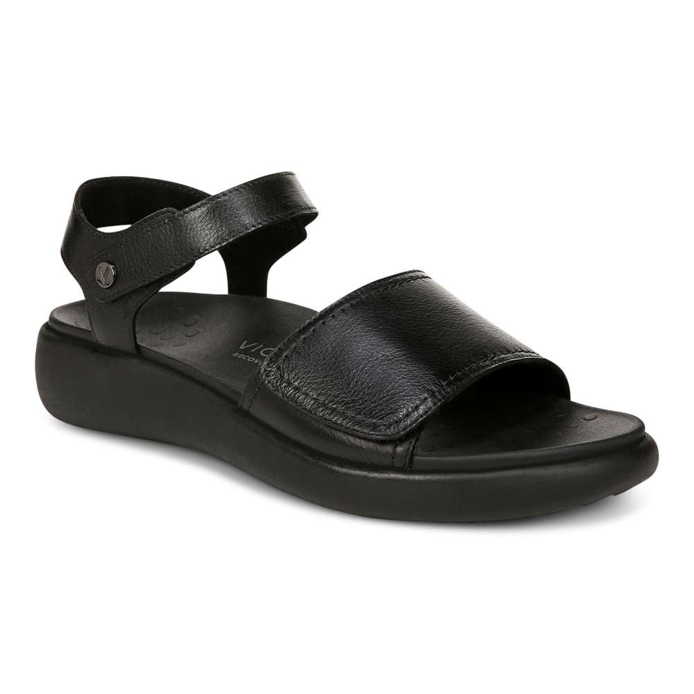 Awaken Recovery Sandal - Black Leather