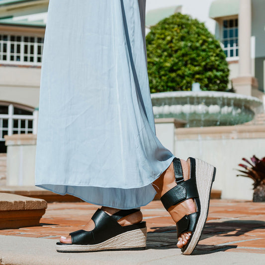 Lifestyle image for Deanne Wedge Sandal - Black
