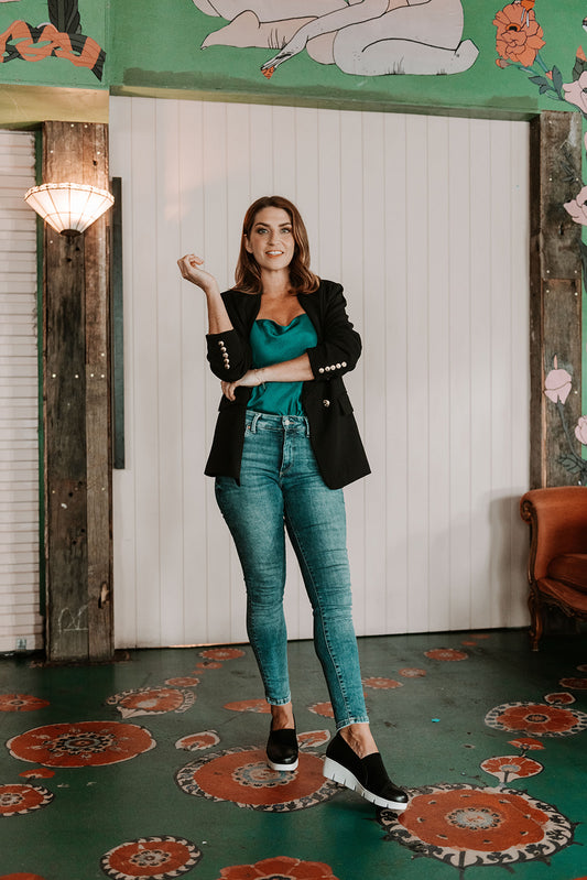 Lifestyle image for Georgia Wedge - Black/Black