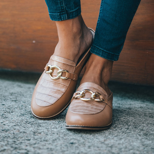 Lifestyle image for Trudy Mule - Latte/Latte Croc