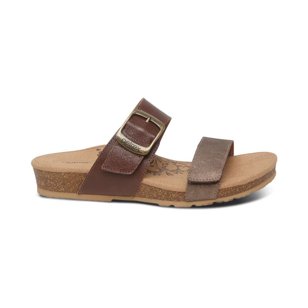 Daisy Slide Sandal - Brown