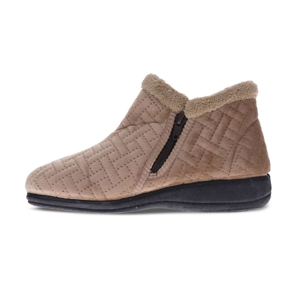 Dahlia Quilt Slipper - Taupe