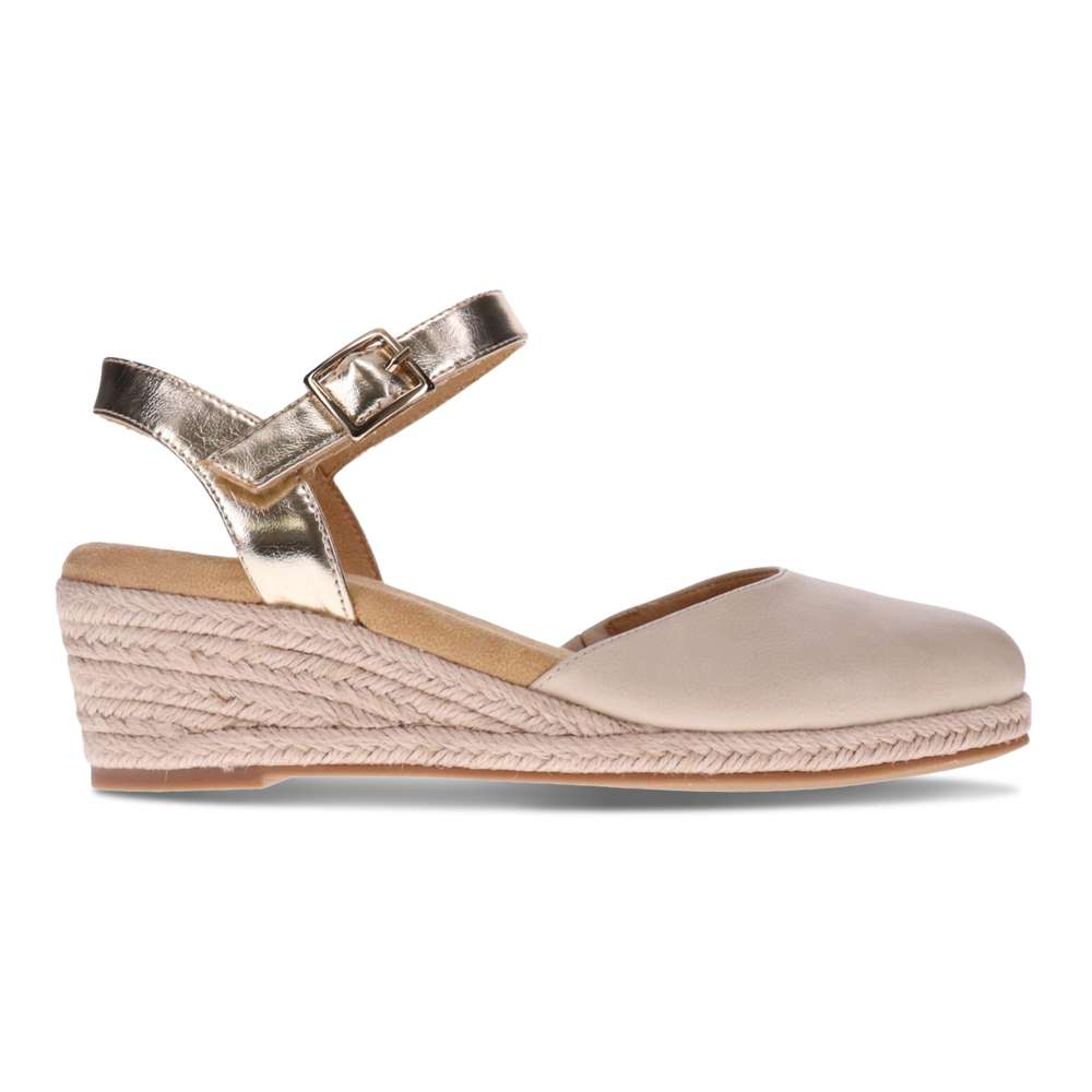 Mona Wedge - Beige/Soft Gold