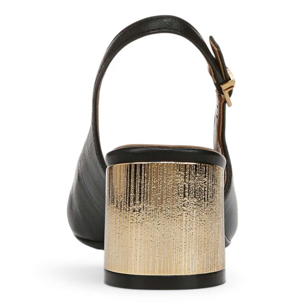 Lane Slingback Pump - Black Leather