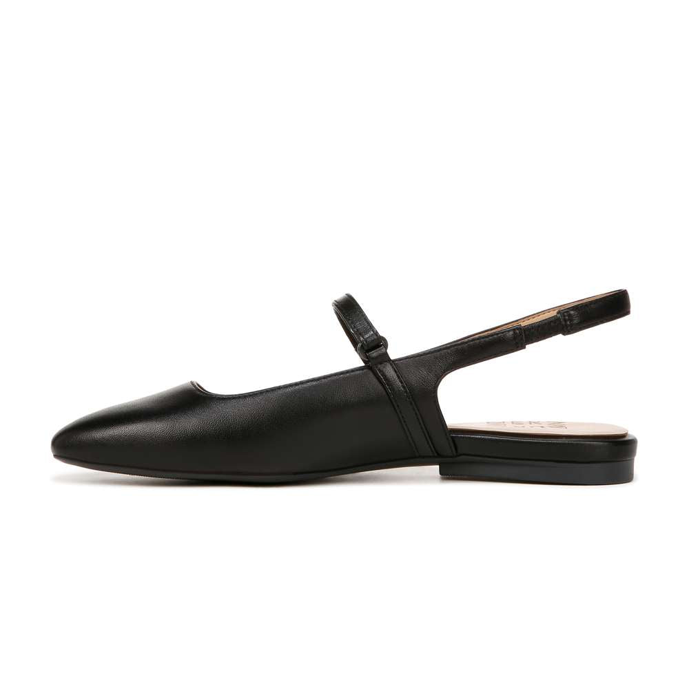 Connie Mary Jane Slingback Flat - Black Leather