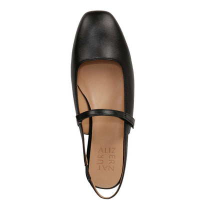Connie Mary Jane Slingback Flat - Black Leather