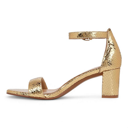 Vera Dress Sandal - Yellow Metallic Snake Print Leather