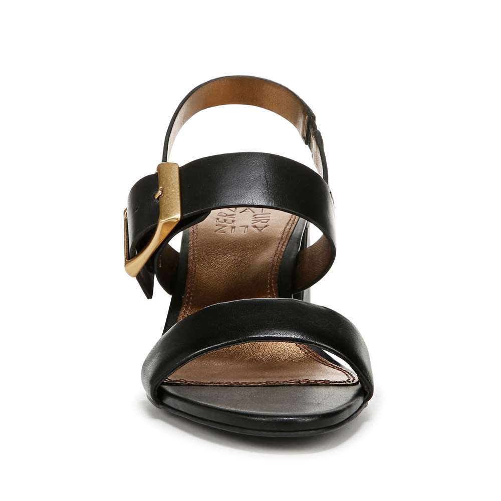 Vicky Dress Heeled Sandal - Black Leather