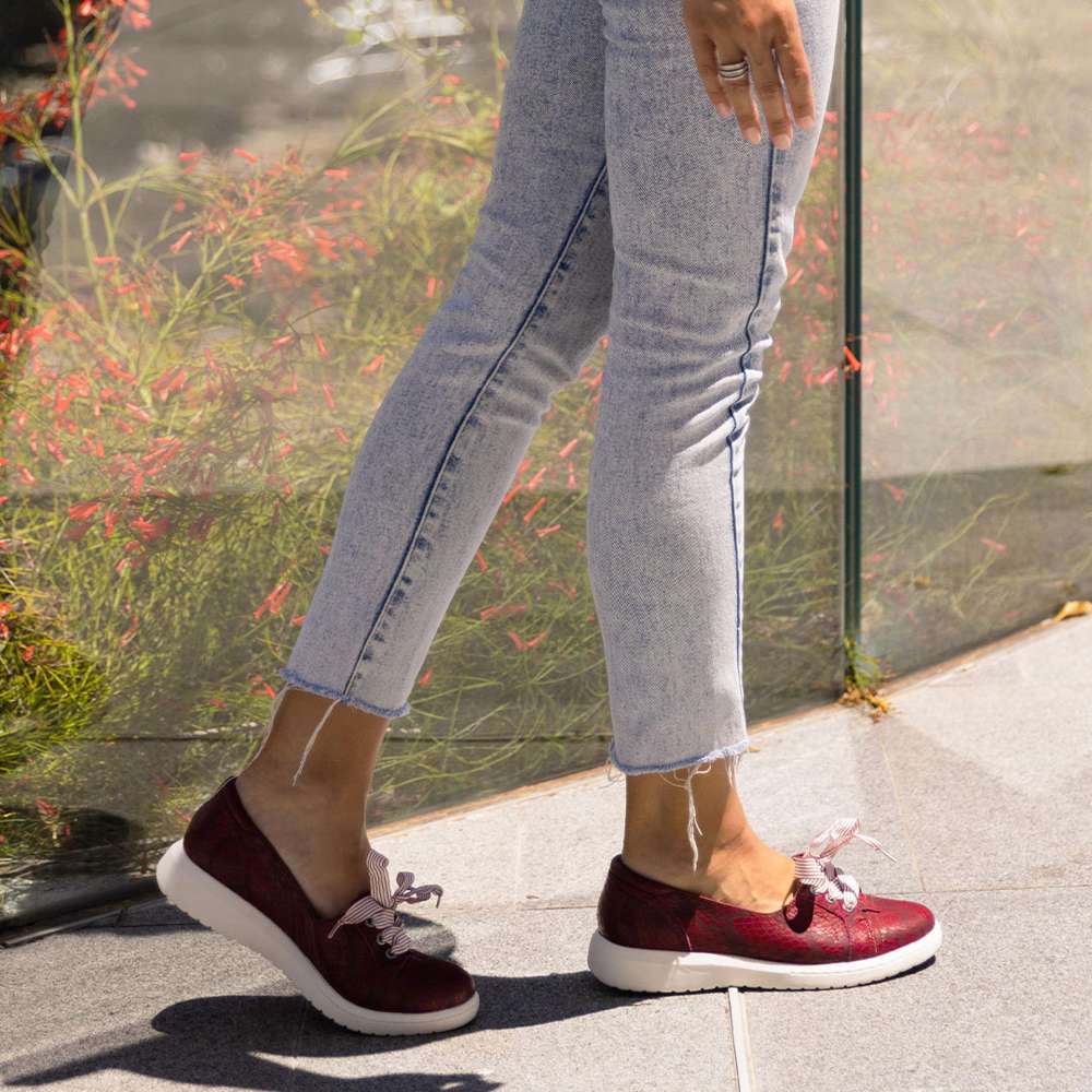 Bridgette Slip-On Sneaker - Burgundy Snake