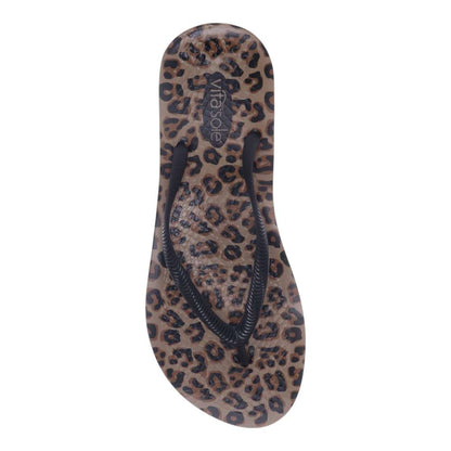 Venice Print Women's Toe Post Sandal - Black Leopard