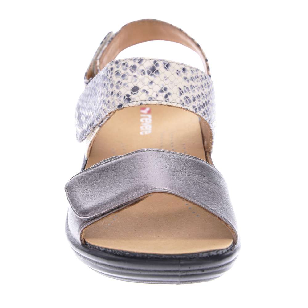 Como Adjustable Sandal - Gunmetal/Natural Snake