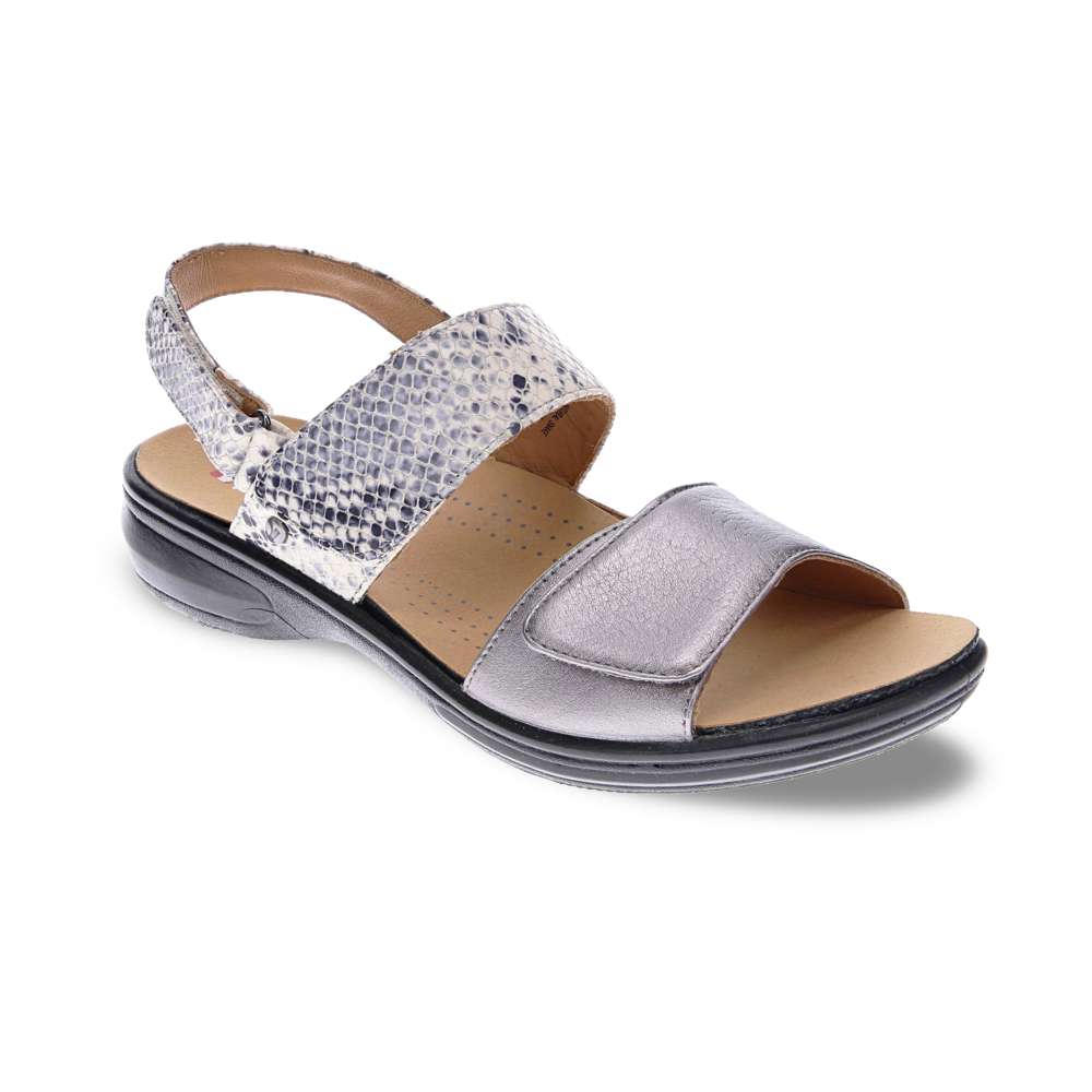 Como Adjustable Sandal - Gunmetal/Natural Snake