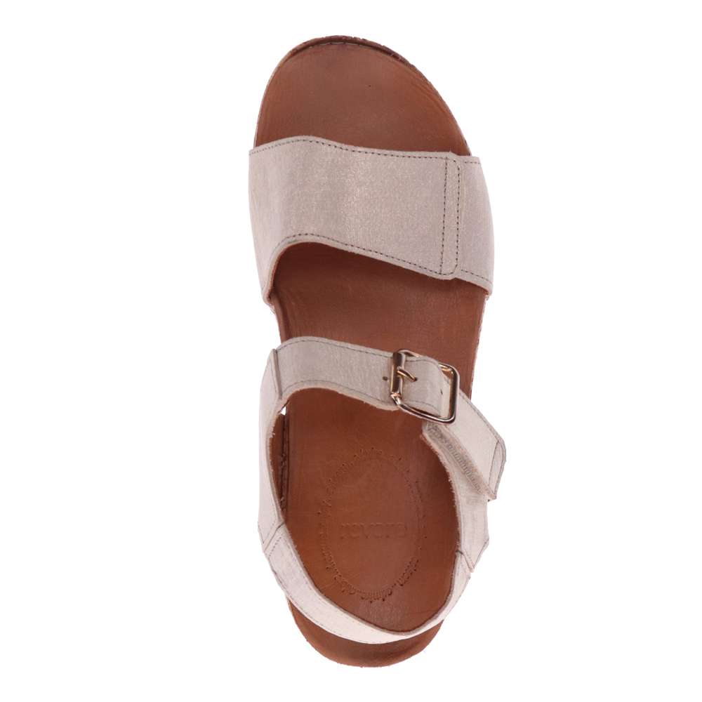 Georgia Back Strap Sandal - Gold Linen