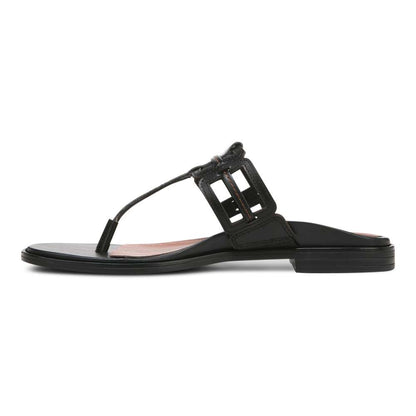Alvana Toe Post Sandal - Black Leather