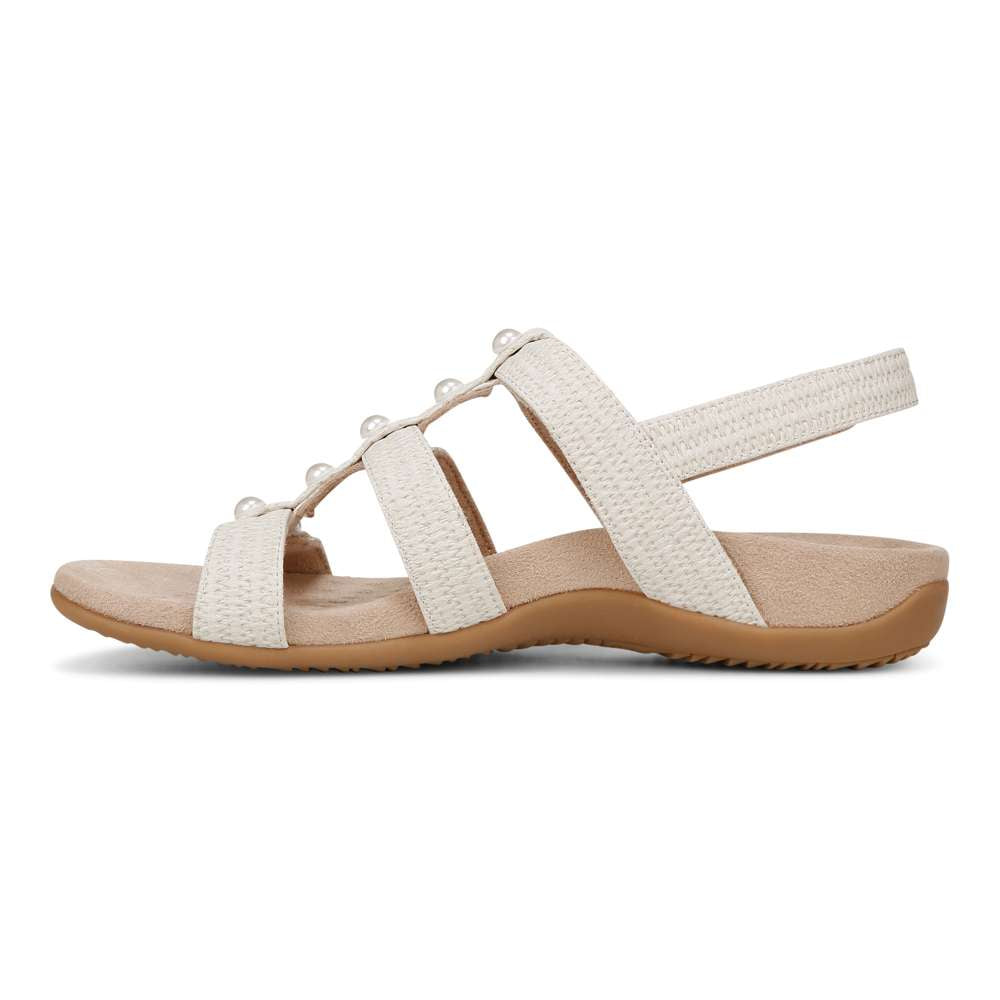 Amber Pearl Adjustable Sandal - Cream
