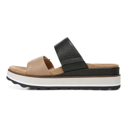 Brandie Flatform Slide Sandal - Black/Tan