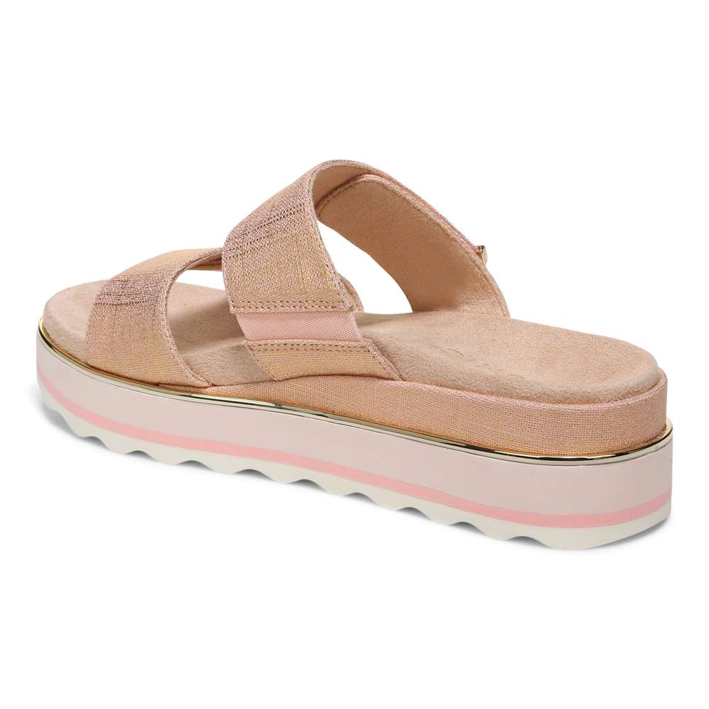 Brandie Flatform Slide Sandal - Roze Metallic