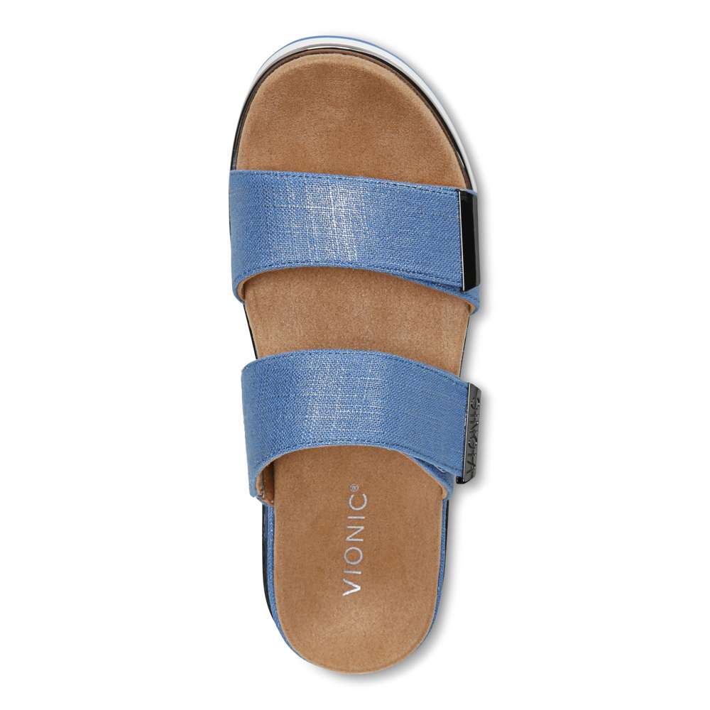 Brandie Flatform Slide Sandal - Vallarta Blue Linen