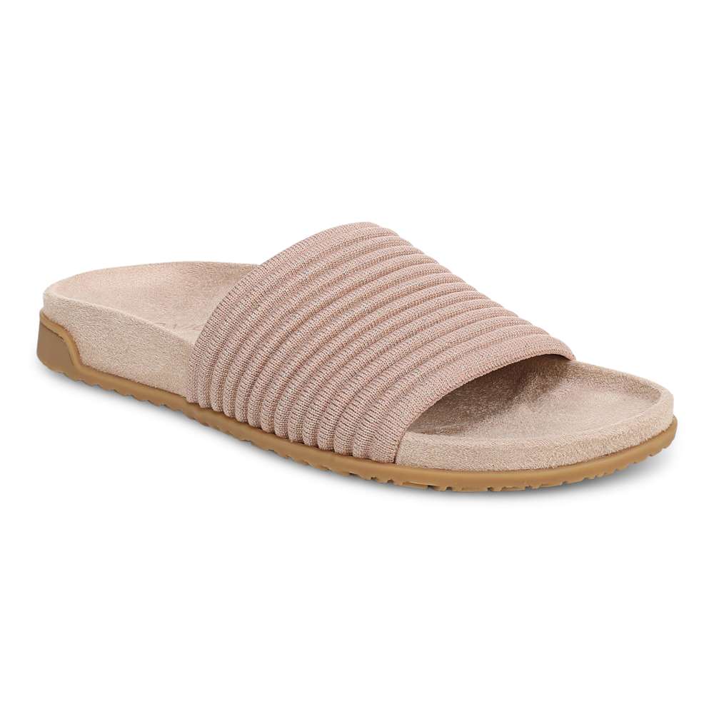 Evie Knit Slide Sandal - Tan/Gold