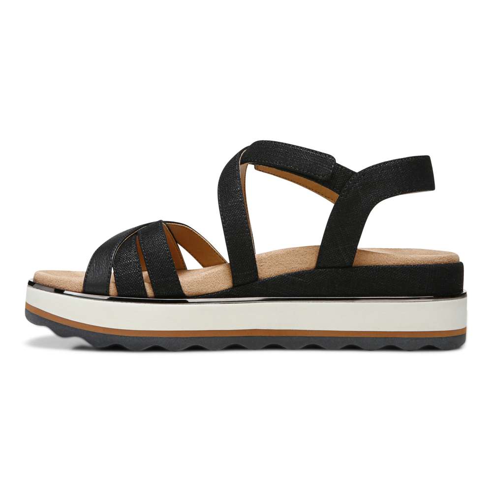 Kellyn Flatform Sandal - Black Linen