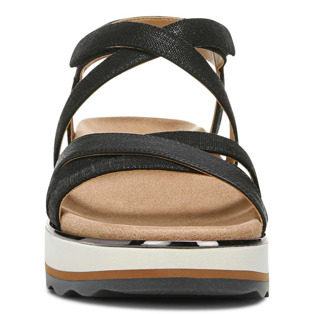 Kellyn Flatform Sandal - Black Linen