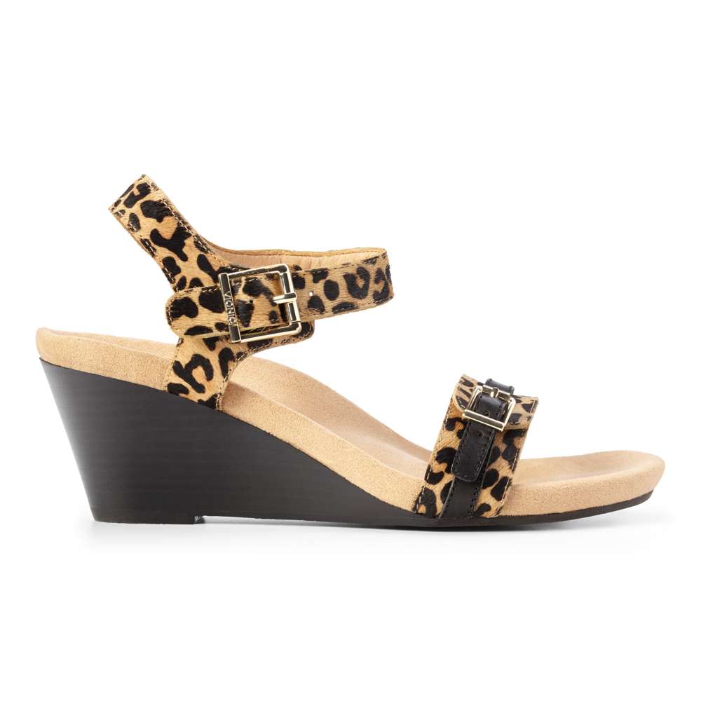 Laurie Wedge Sandal - Tan Leopard