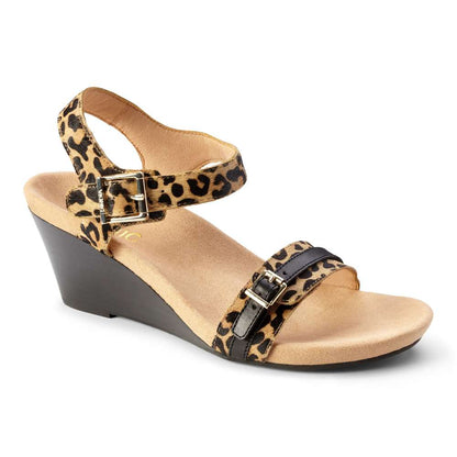 Laurie Wedge Sandal - Tan Leopard