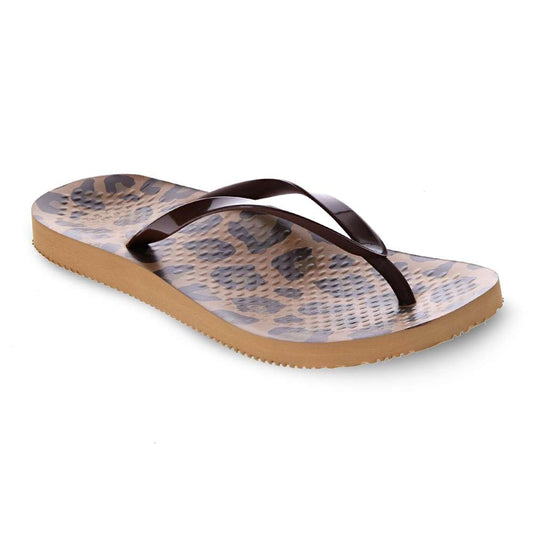 Noosa Print Toe Post Sandal - Leopard Brown