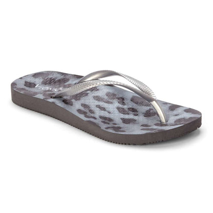 Noosa Print Toe Post Sandal - Black Silver Cheetah