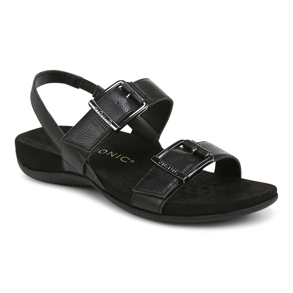 Reese Backstrap Sandal - Black Tumbled Leather