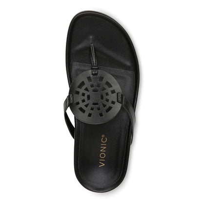 Solari Toe Post Sandal - Black Leather