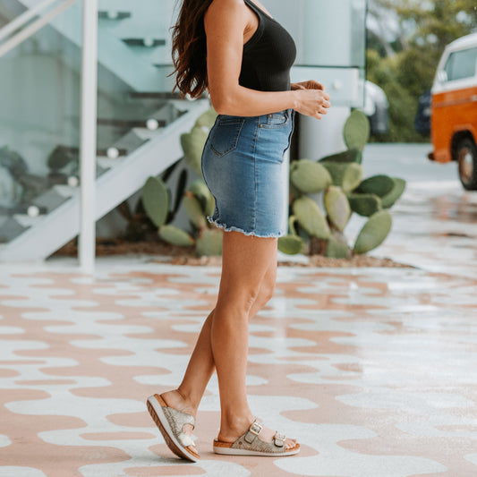 Lifestyle image for Brighton Slide Sandal - Khaki Diamond