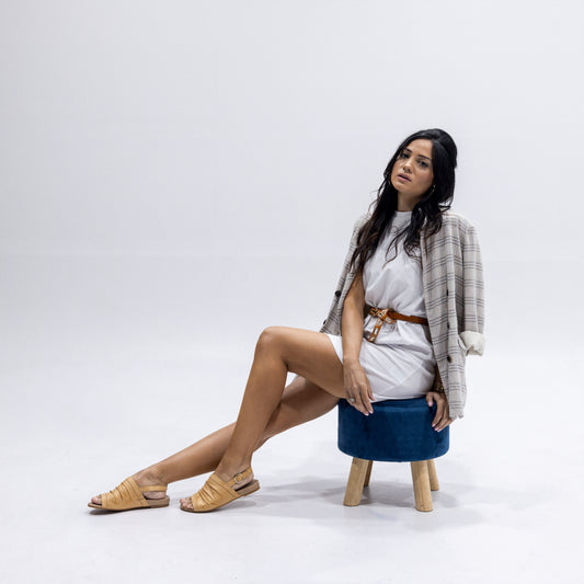 Lifestyle image for Mandy Flat Sandal - Almond